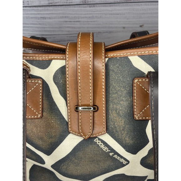 Dooney & Bourke Giaraff Animal Print Canvas Tag Tote Shoulder Bag Purse - Picture 9 of 16
